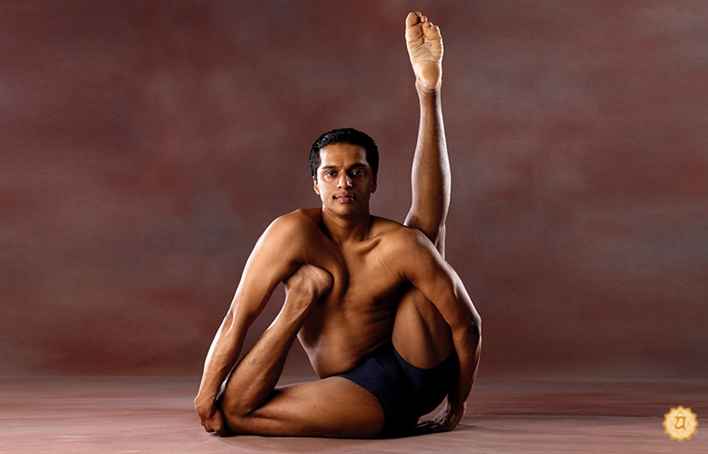 One Leg Stretched Up Yogi's Meditating Stick Pose