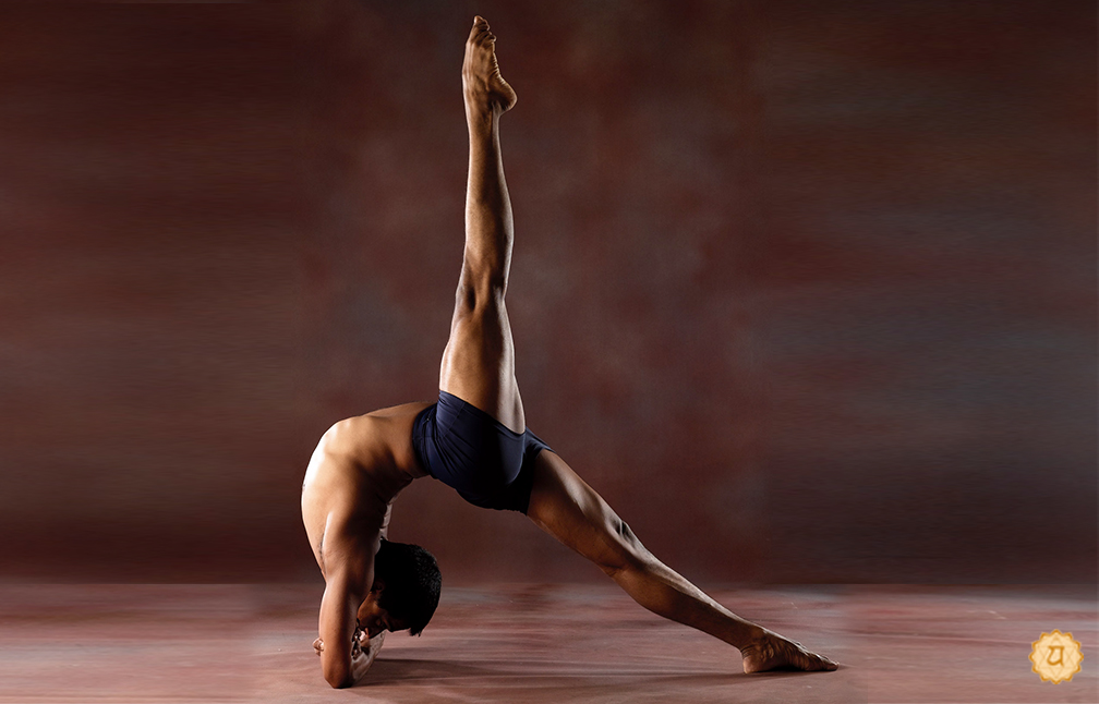 Bound Arms One Leg Stretched Up Inverted Staff Pose